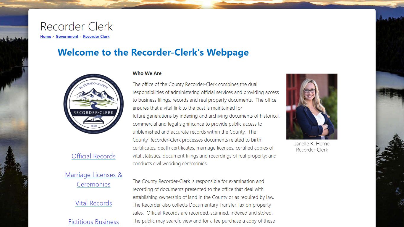 Recorder Clerk - El Dorado County, California
